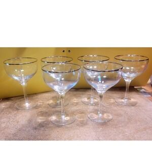 Set of 2 Lenox Ariel Champagne Coupe Glasses Crystal Vintage Style Barware